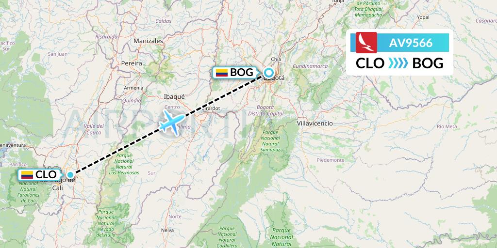 AV9566 Avianca Flight Map: Cali to Bogota