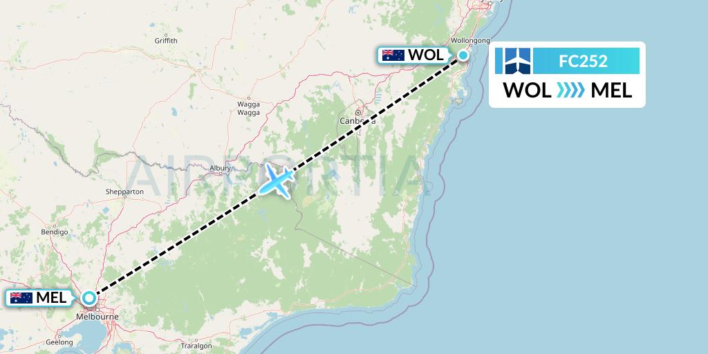 FC252 Fly Corporate Flight Map: Australia to Melbourne