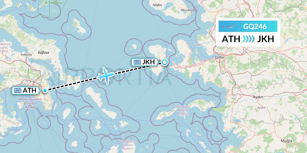GQ246 Sky Express (Greece) Flight Map: Athens to Chios