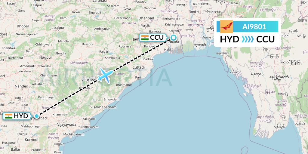 AI9801 Flight Status Air India Hyderabad to Kolkata (AIC9801)