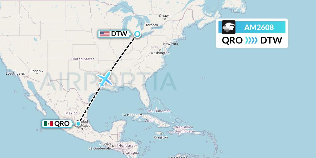 AM2608 Flight Status Aeromexico: Queretaro to Detroit (AMX2608)