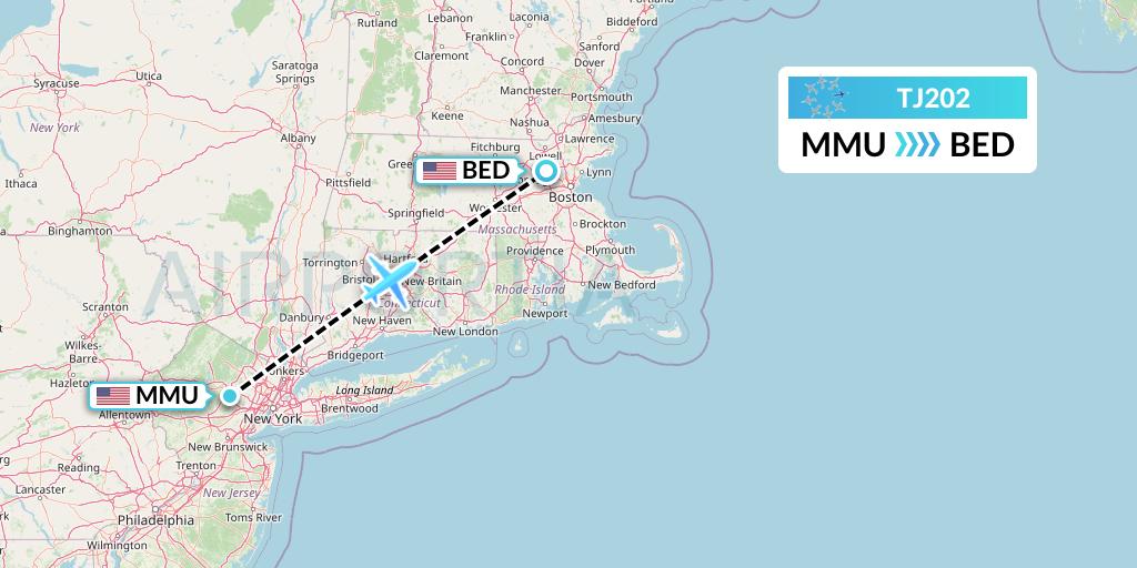 TJ202 Tradewind Aviation Flight Map: Morristown to Bedford