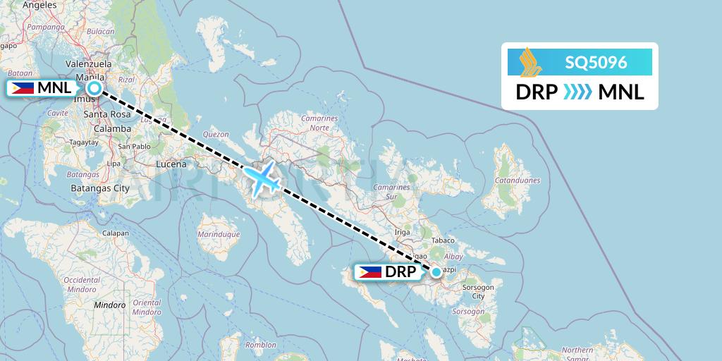 SQ5096 Singapore Airlines Flight Map: Legazpi to Manila