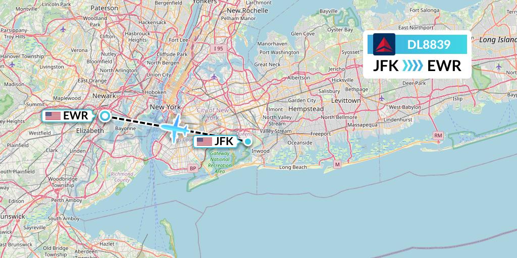 DL8839 Delta Air Lines Flight Map: New York to New York