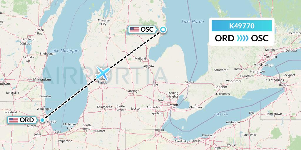 K49770 Kalitta Air Flight Map: Chicago to Oscoda