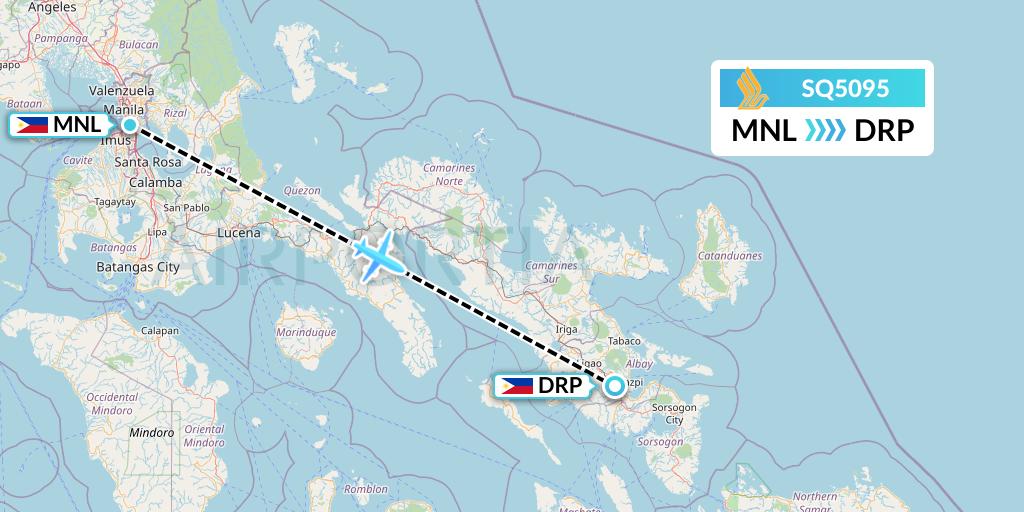 SQ5095 Singapore Airlines Flight Map: Manila to Legazpi