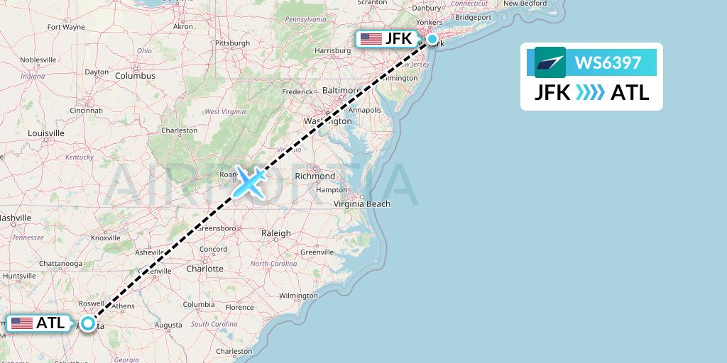 WS6397 Flight Status WestJet New York to Atlanta (WJA6397)