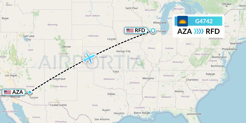 G4742 Allegiant Air Flight Map: Phoenix to Chicago