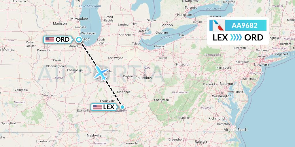 AA9682 Flight Status American Airlines Lexington to Chicago (AAL9682)