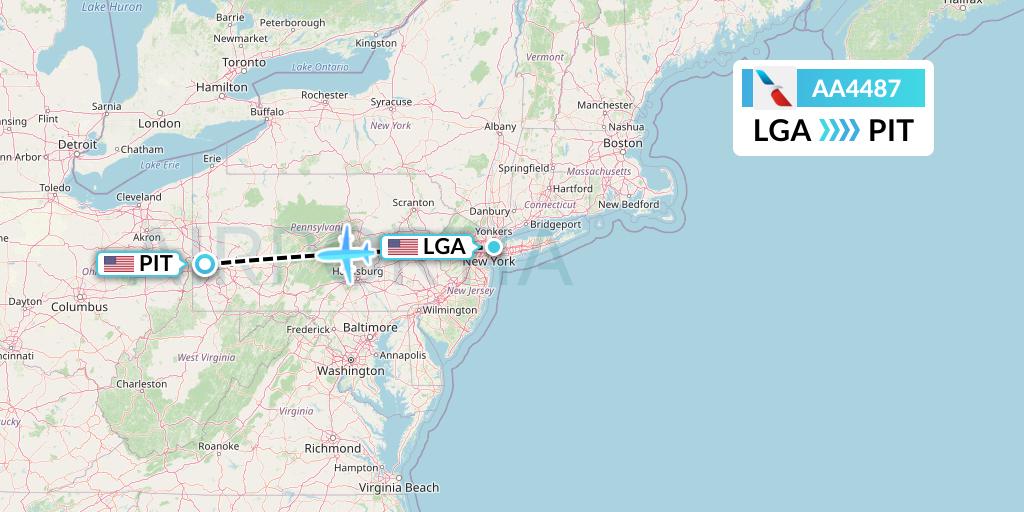 AA4487 American Airlines Flight Map: New York to Pittsburgh