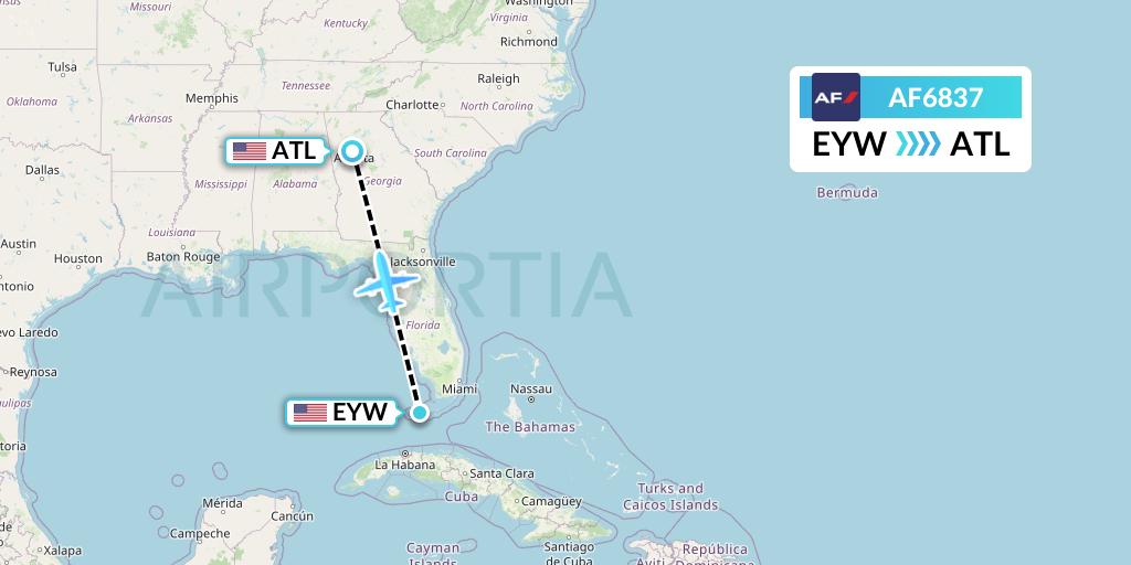 AF6837 Air France Flight Map: Key West to Atlanta