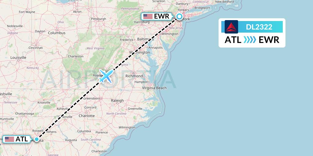 DL2322 Delta Air Lines Flight Map: Atlanta to New York