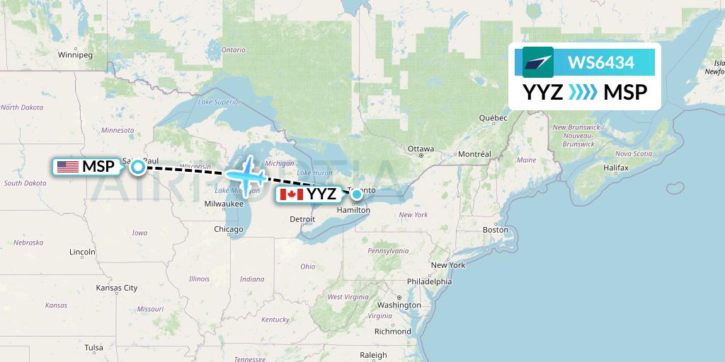 WS6434 Flight Status WestJet Toronto to Minneapolis (WJA6434)
