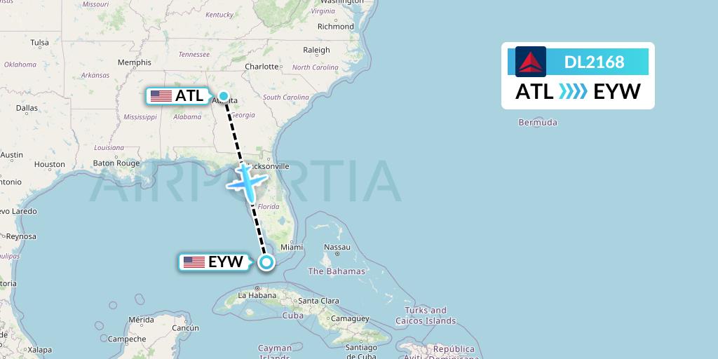 DL2168 Delta Air Lines Flight Map: Atlanta to Key West