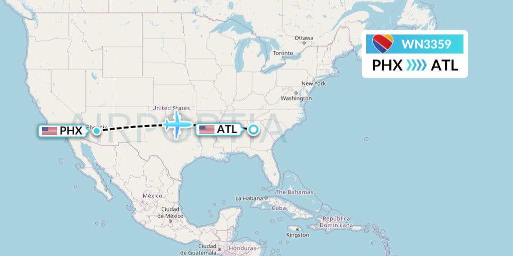 WN3359 Southwest Airlines Flight Map: Phoenix to Atlanta