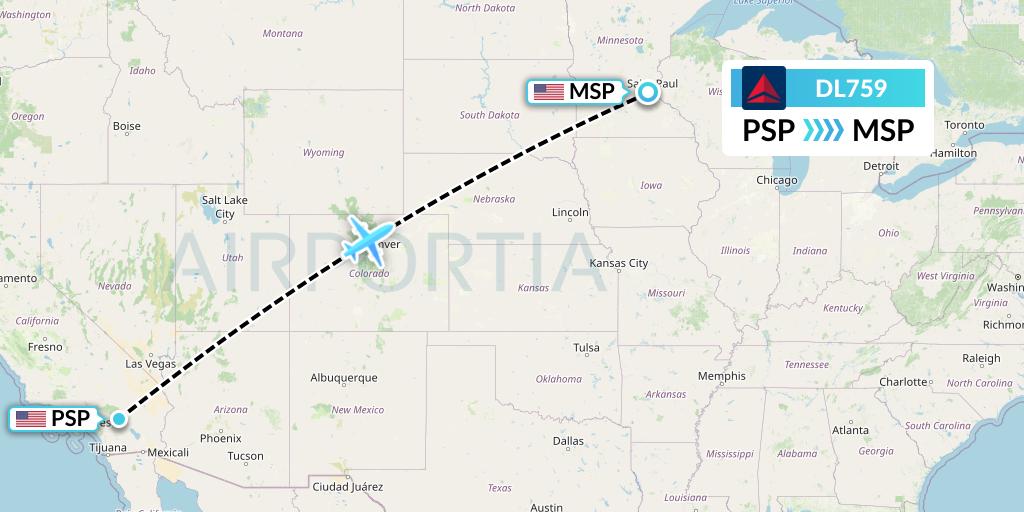 DL759 Flight Status Delta Air Lines Palm Springs to Minneapolis (DAL759)