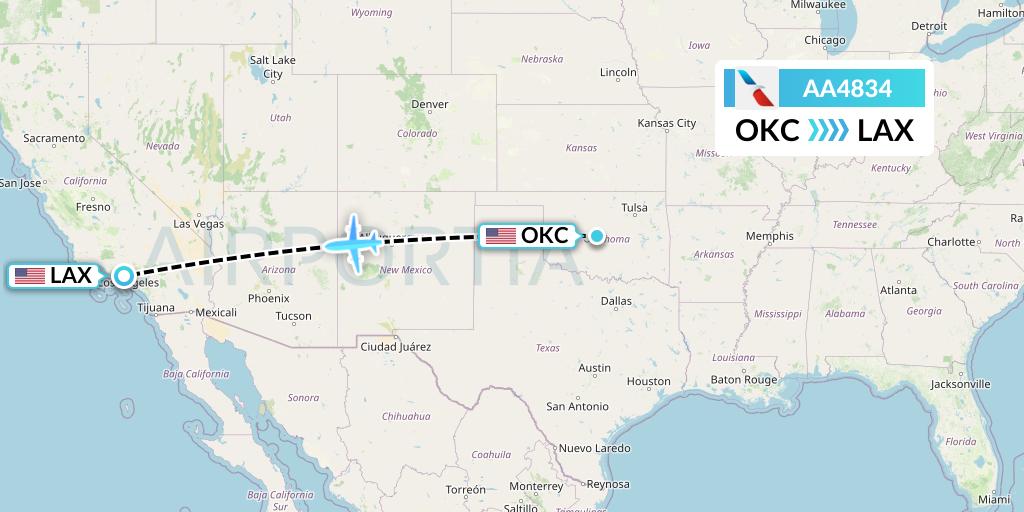 AA4834 Flight Status American Airlines Oklahoma City to Los Angeles