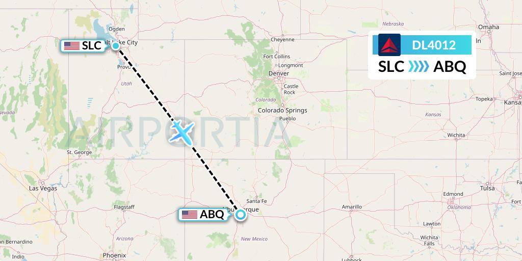 DL4012 Delta Air Lines Flight Map: Salt Lake City to Albuquerque
