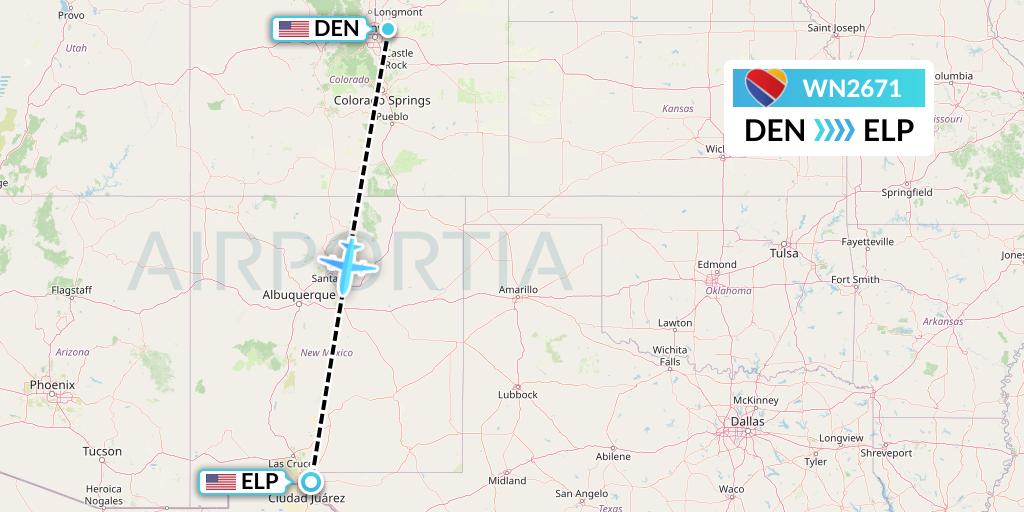 WN2671 Flight Status Southwest Airlines Denver to El Paso (SWA2671)