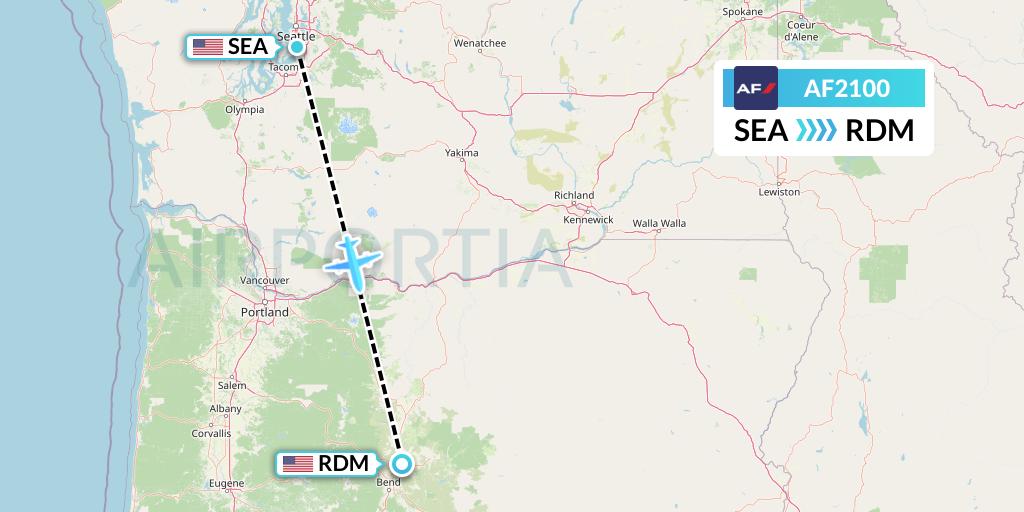 AF2100 Air France Flight Map: Seattle to Redmond
