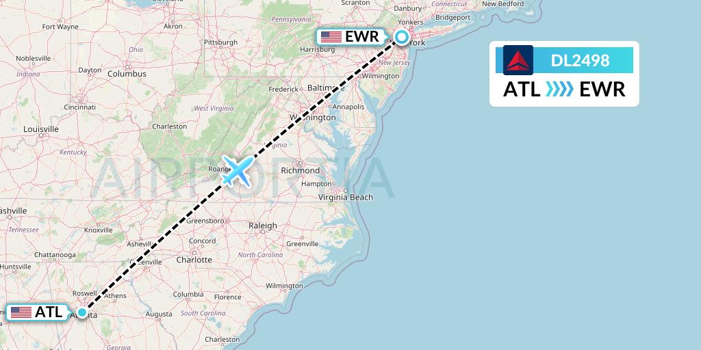 DL2498 Delta Air Lines Flight Map: Atlanta to New York