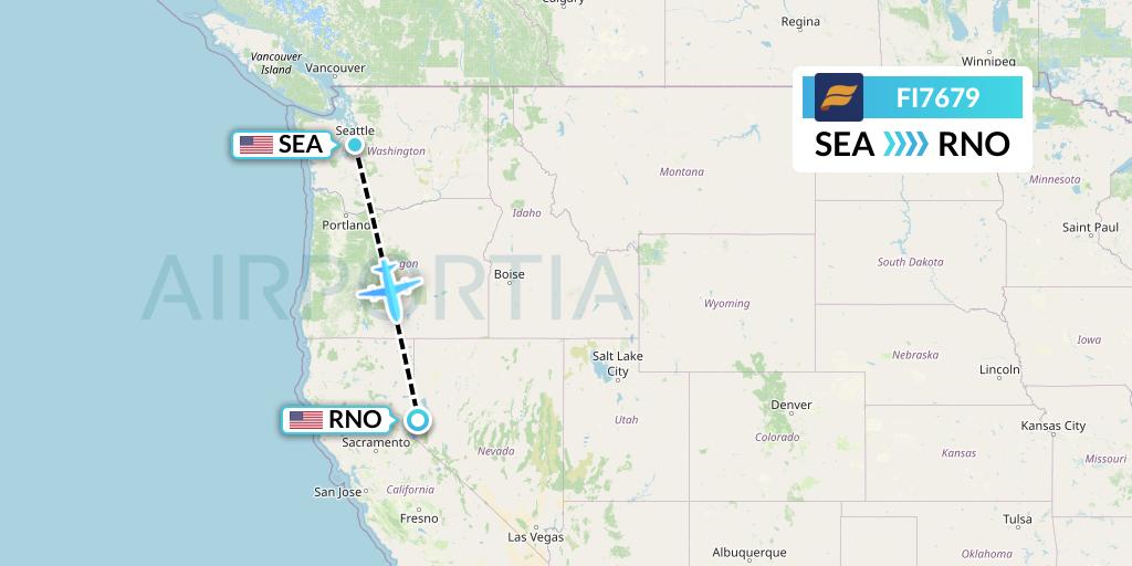FI7679 Icelandair Flight Map: Seattle to Reno