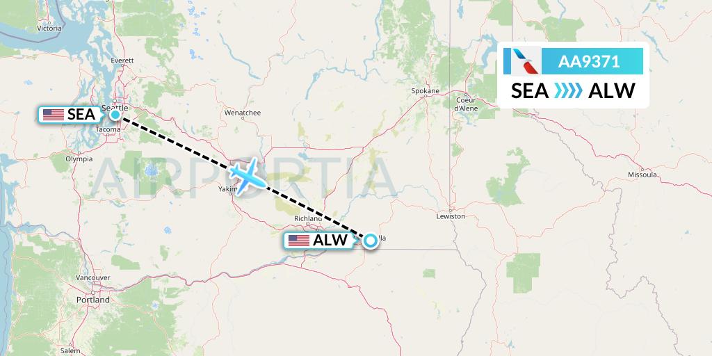AA9371 American Airlines Flight Map: Seattle to Walla Walla
