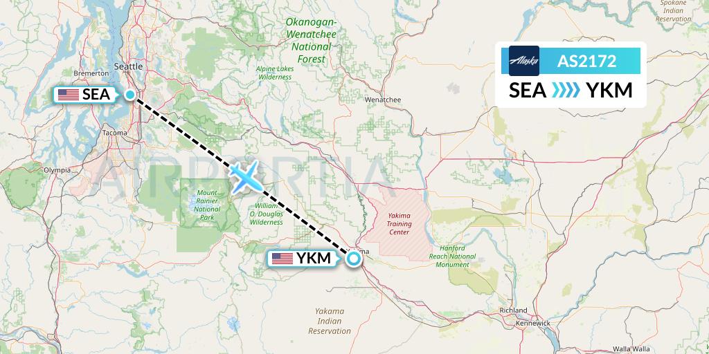 AS2172 Alaska Airlines Flight Map: Seattle to Yakima