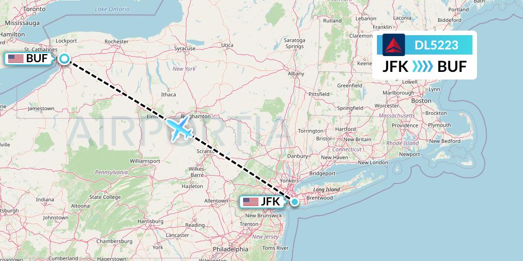 DL5223 Delta Air Lines Flight Map: New York to Buffalo