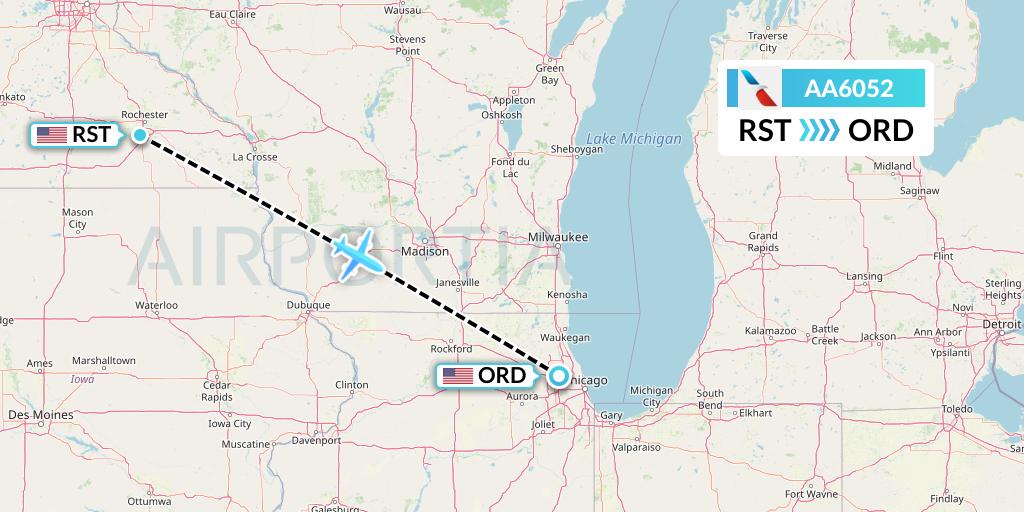 AA6052 Flight Status American Airlines Rochester to Chicago (AAL6052)