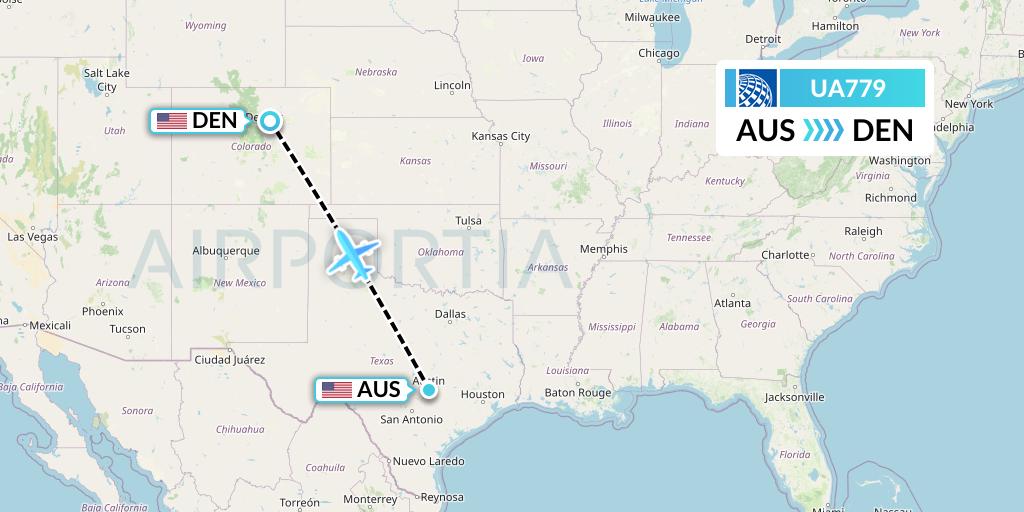 UA779 United Airlines Flight Map: Austin to Denver