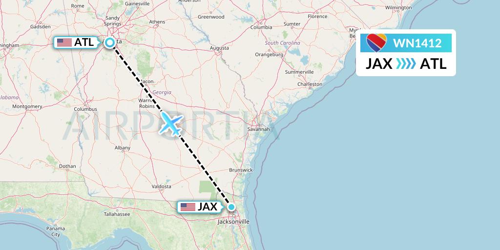 WN1412 Flight Status Southwest Airlines Jacksonville to Atlanta (SWA1412)