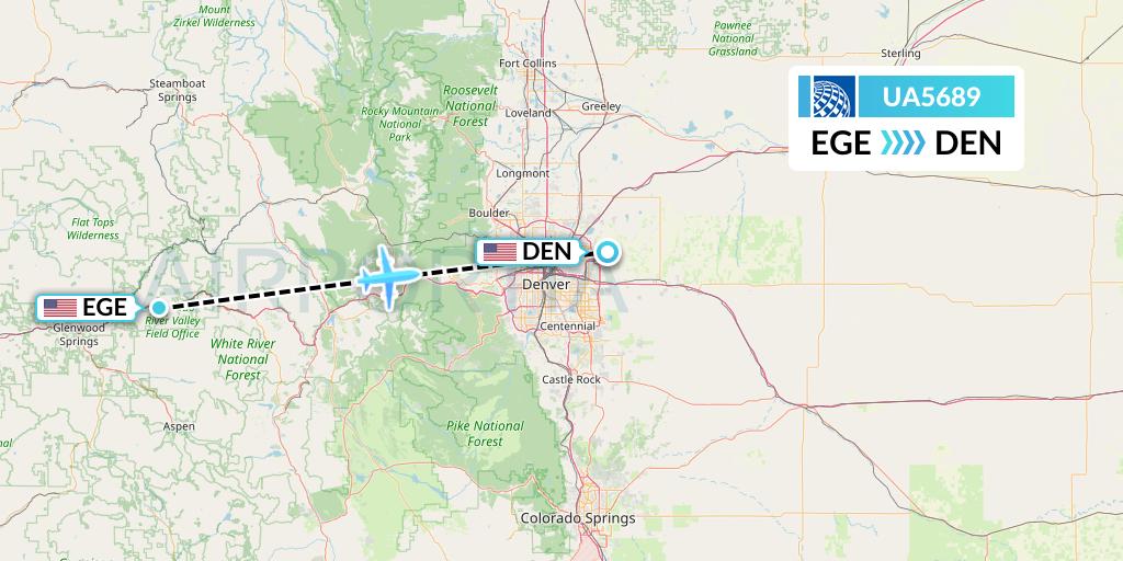UA5689 United Airlines Flight Map: Eagle to Denver