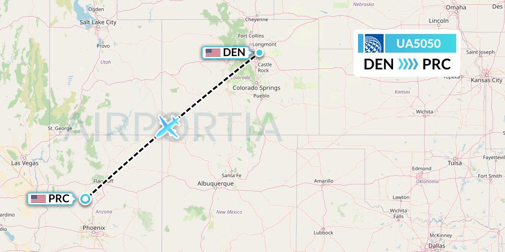 UA5050 United Airlines Flight Map: Denver to Prescott