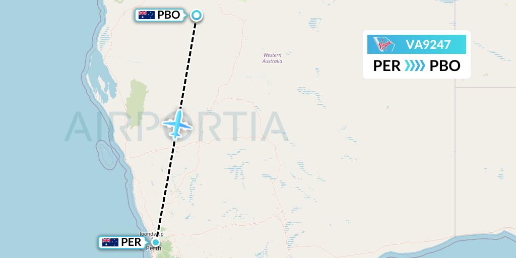 VA9247 Flight Status Virgin Australia: Perth to Paraburdoo (VOZ9247)