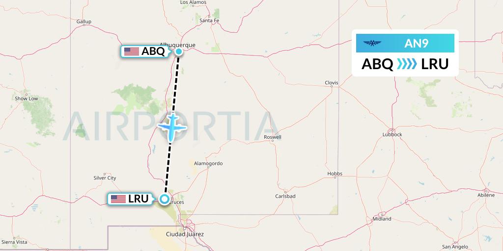 AN9 Advanced Air Flight Map: Albuquerque to Las Cruces