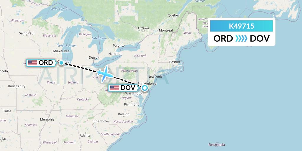 K49715 Kalitta Air Flight Map: Chicago to Dover-Cheswold
