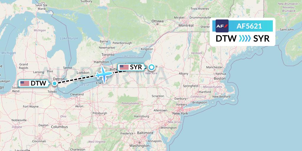 AF5621 Flight Status Air France Detroit to Syracuse (AFR5621)