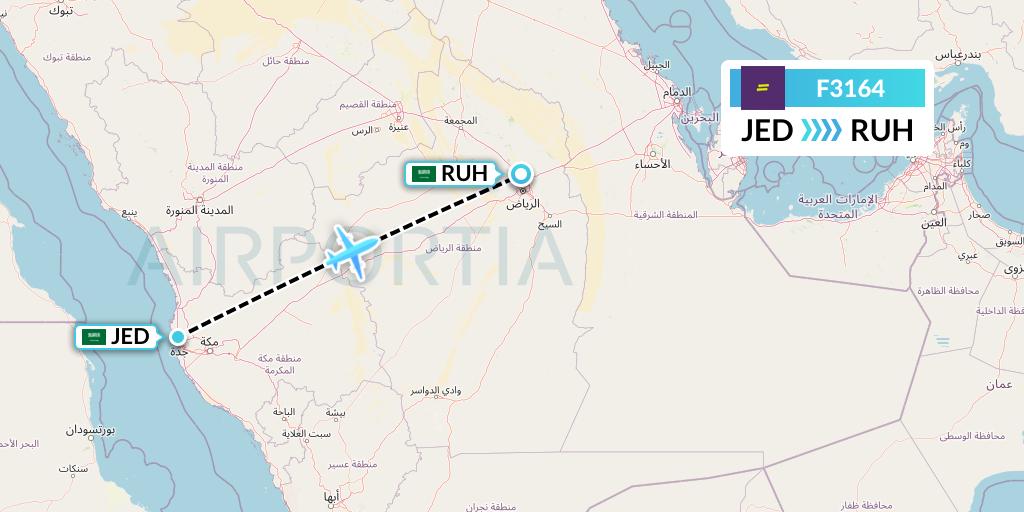 F3164 flydeal Flight Map: Jeddah to Riyadh