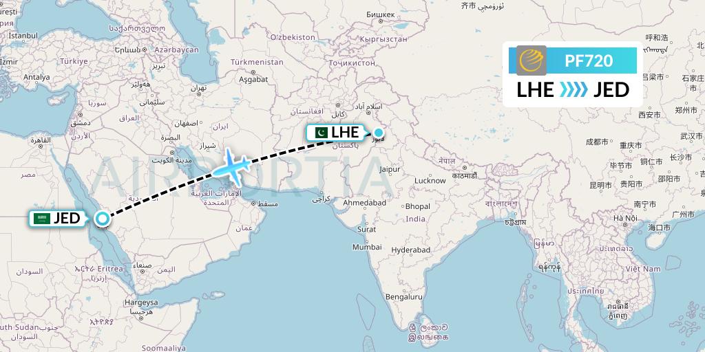 PF720 Air Sial Flight Map: Lahore to Jeddah