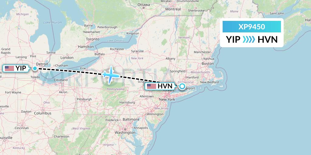 XP9450 Flight Status Avelo Airlines Detroit to New Haven (VXP9450)