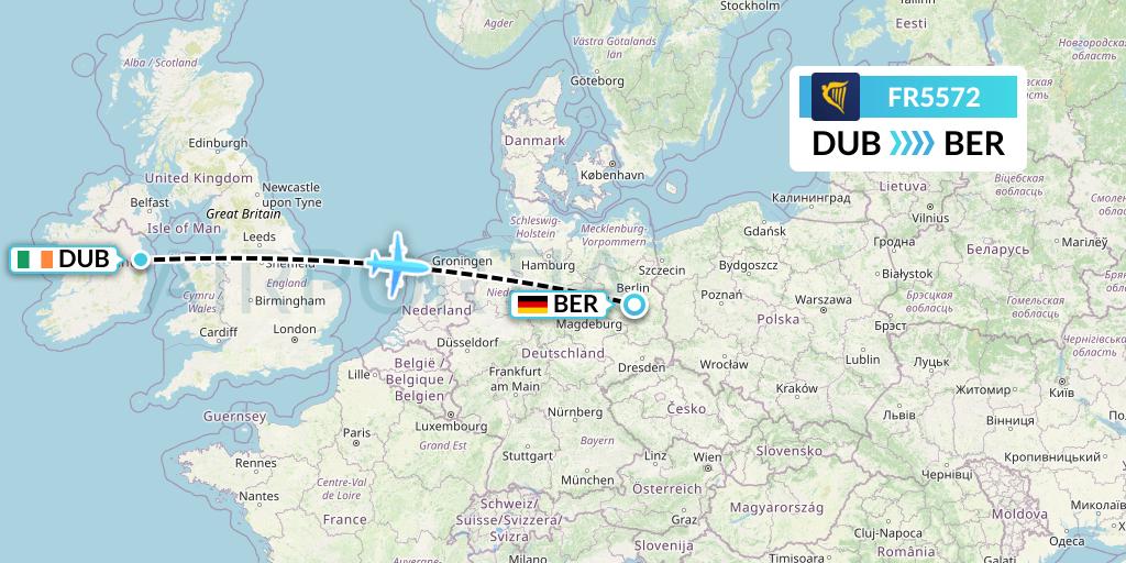 FR5572 Ryanair Flight Map: Dublin to Berlin