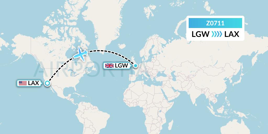 Z0711 Norse Atlantic Uk Flight Map: London to Los Angeles