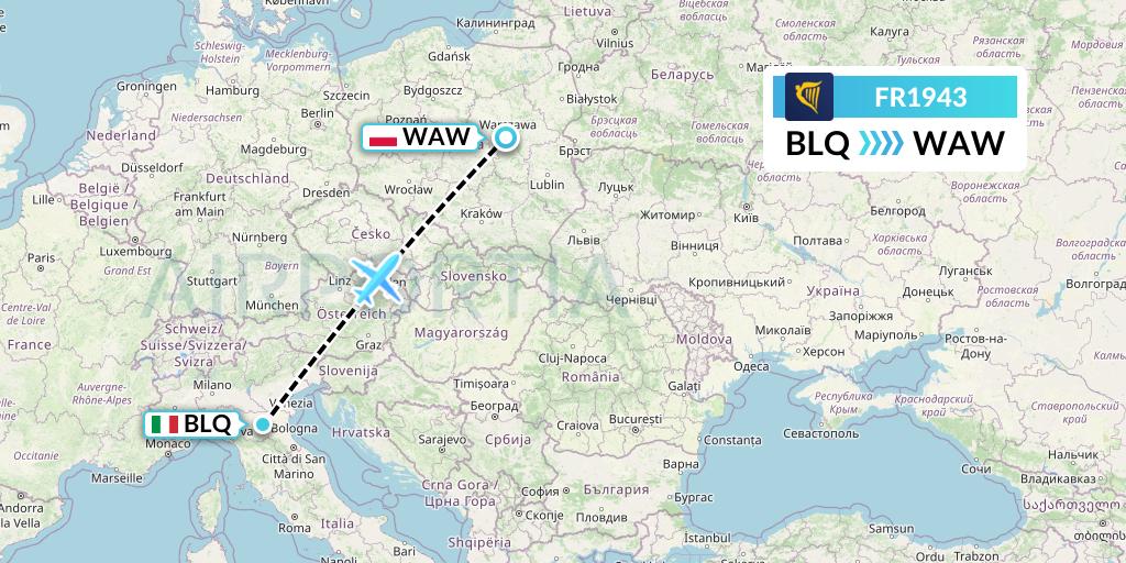 FR1943 Flight Status Ryanair Bologna to Warsaw (RYR1943)