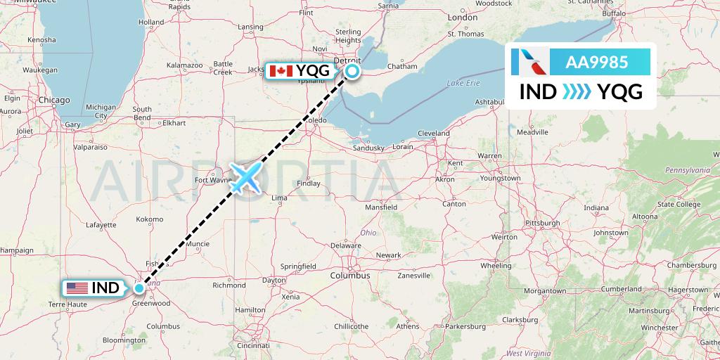 AA9985 Flight Status American Airlines Indianapolis to Windsor (AAL9985)