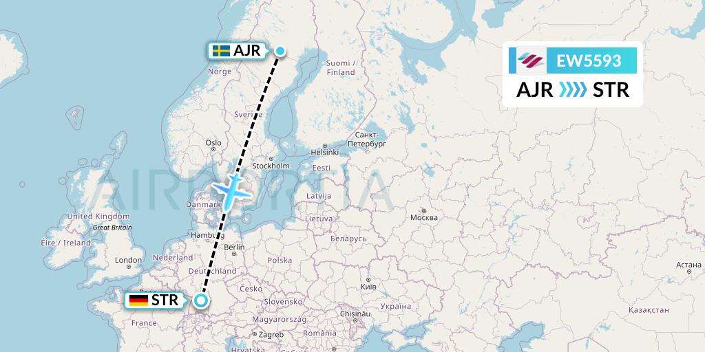 EW5593 Eurowings Flight Map: Arvidsjaur to Stuttgart
