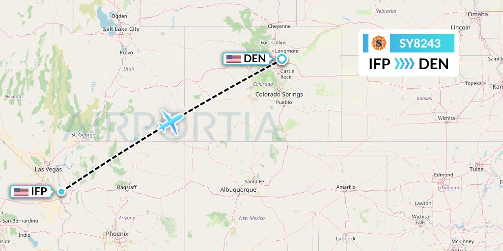 SY8243 Sun Country Airlines Flight Map: Bullhead City to Denver