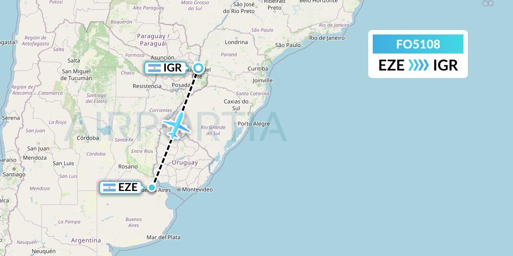 FO5108 Aero Flightops Uk Limited Flight Map: Buenos Aires to Puerto Iguazu