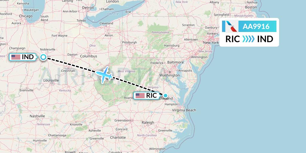 AA9916 Flight Status American Airlines Richmond to Indianapolis (AAL9916)