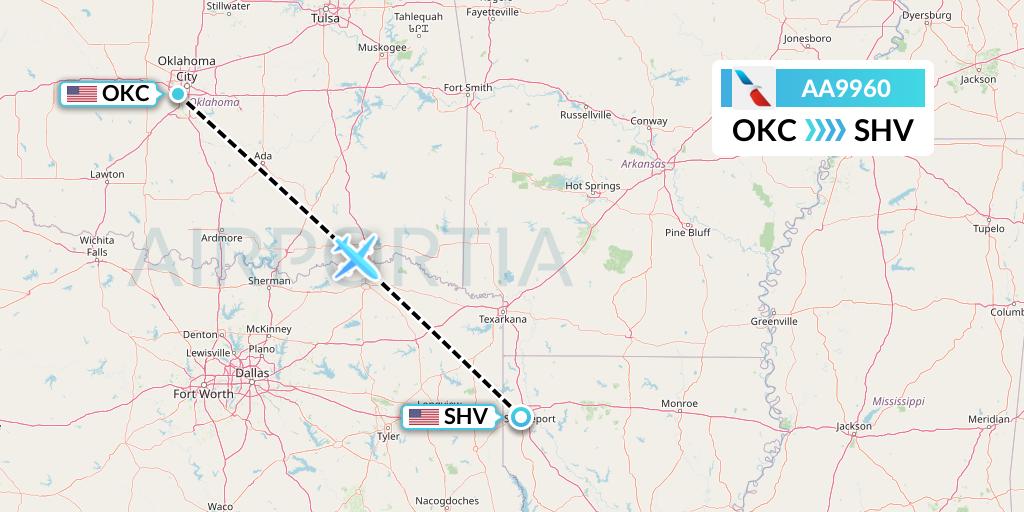 AA9960 Flight Status American Airlines Oklahoma City to Shreveport